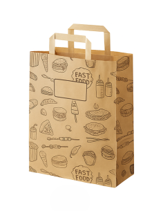 ACCESSORI: vendita online CONFEZIONE 50 BUSTE TAKE AWAY LEONE 20 X 10 X ALTEZZA 32 CM IN CARTA KRAFT in offerta