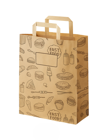 ACCESSORI: vendita online CONFEZIONE 50 BUSTE TAKE AWAY LEONE 20 X 10 X ALTEZZA 32 CM IN CARTA KRAFT in offerta