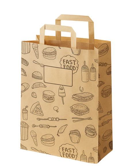 ACCESSORI: vendita online CONFEZIONE 50 BUSTE TAKE AWAY LEONE 26 X 14 X ALTEZZA 32 CM IN CARTA KRAFT in offerta