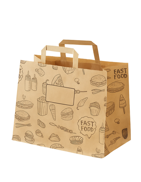 ACCESSORI: vendita online CONFEZIONE 50 BUSTE TAKE AWAY LEONE 32 X 20 X ALTEZZA 23 CM IN CARTA KRAFT in offerta