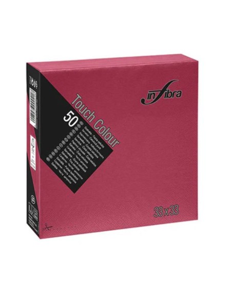 TOVAGLIE-TOVAGLIETTE-TOVAGLIOLI: vendita online TOVAGLIOLO 33X33 2 VELI BORDEAUX INFIBRA CONFEZIONE 50 PEZZI in offerta