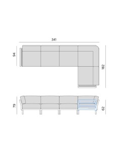 SALOTTINI: vendita online DIVANO MAXIMO 5 STRUTTURA MODULAR SYSTEM BASALTO CON KIT CUSCINI LAVA SUNBRELLA NARDI in offerta 2