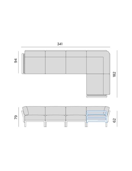 SALOTTINI: vendita online DIVANO MAXIMO 5 STRUTTURA MODULAR SYSTEM BASALTO CON KIT CUSCINI LAVA SUNBRELLA NARDI in offerta