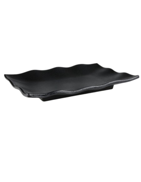 VASSOI-TAGLIERI: vendita online VASSOIO RETTANGOLARE CM. 22X14,8 EFFETTO ONDULATO IN MELAMINA NERO FRESCURA in offerta