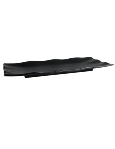 VASSOI-TAGLIERI: vendita online VASSOIO RETTANGOLARE CM.39X16 BORDO ONDULATO IN MELAMINA NERO in offerta