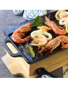 PIASTRE COTTURA PIETRA: vendita online PIASTRA GRILL IN GHISA NERO CON BASE LEGNO CM.37X23 FUSION TASTE TOGNANA in offerta 2