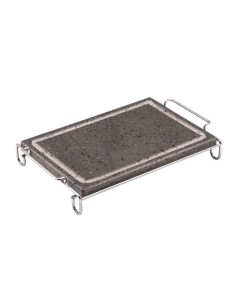 PIASTRE COTTURA PIETRA: vendita online PIETRA LAVICA RETTANGOLARE INVITO CM. 20X30 CON STAND IN ACCIAIO ILSA in offerta 2