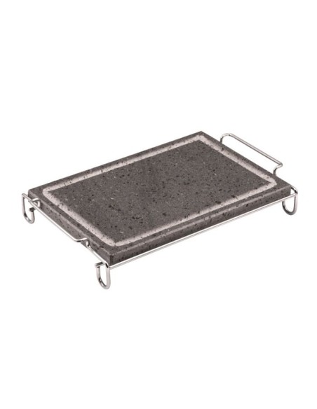PIASTRE COTTURA PIETRA: vendita online PIETRA LAVICA RETTANGOLARE INVITO CM. 20X30 CON STAND IN ACCIAIO ILSA in offerta