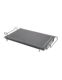PIASTRE COTTURA PIETRA: vendita online PIASTRA LAVICA CONVIVIO MAXI RETTANGOLARE CM.23X37 CON STAND IN ACCIAIO INOX ILSA in o...