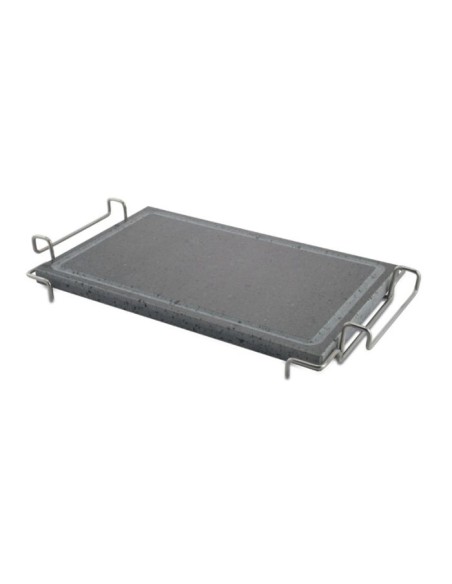 PIASTRE COTTURA PIETRA: vendita online PIASTRA LAVICA CONVIVIO MAXI RETTANGOLARE CM.23X37 CON STAND IN ACCIAIO INOX ILSA in o...