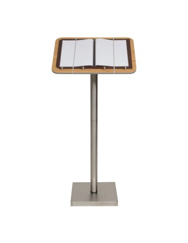 ACCESSORI: vendita online LEGGIO PORTAMENU' A COLONNA SECURIT CON BASE LEGNO E ACCIAIO INOX 115 X 54 CM in offerta