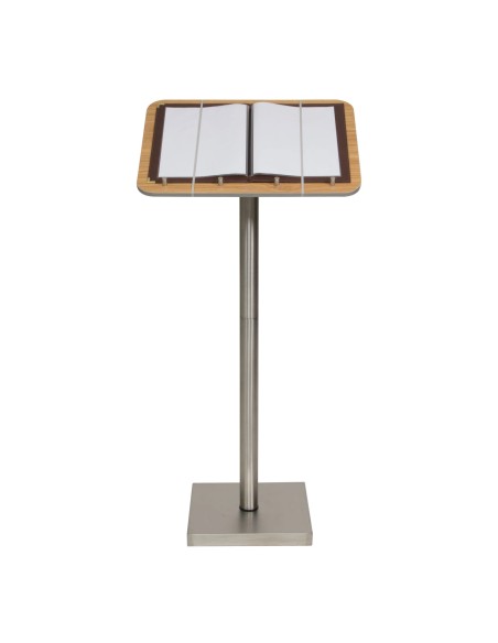 ACCESSORI: vendita online LEGGIO PORTAMENU' A COLONNA SECURIT CON BASE LEGNO E ACCIAIO INOX 115 X 54 CM in offerta