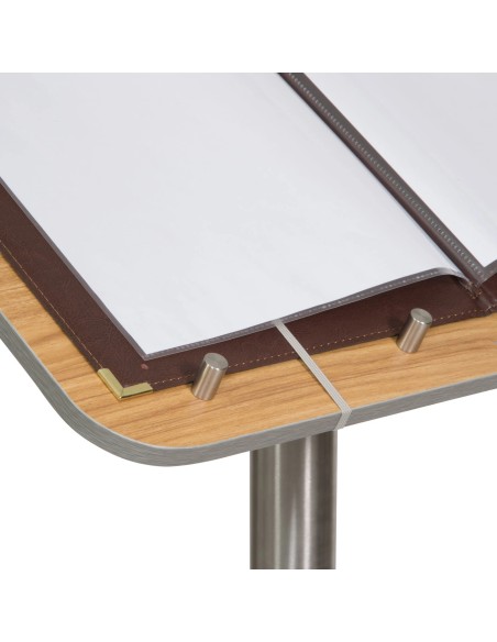 ACCESSORI: vendita online LEGGIO PORTAMENU' A COLONNA SECURIT CON BASE LEGNO E ACCIAIO INOX 115 X 54 CM in offerta