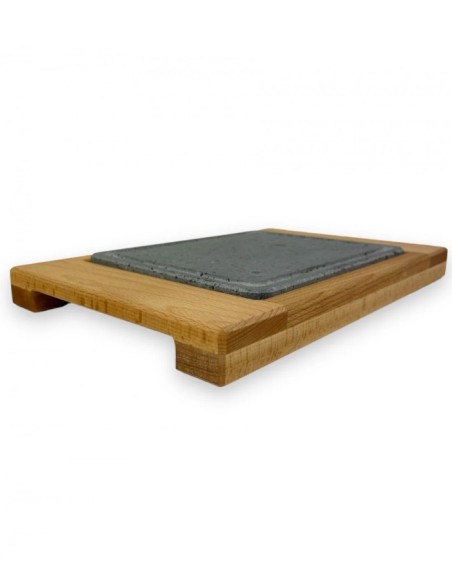 PIASTRE COTTURA PIETRA: vendita online PIASTRA PIETRA LAVICA 20 X 25 CM SUPPORTO LEGNO DI FAGGIO MASSELLO 40 X 29 X 3,5 CM in...