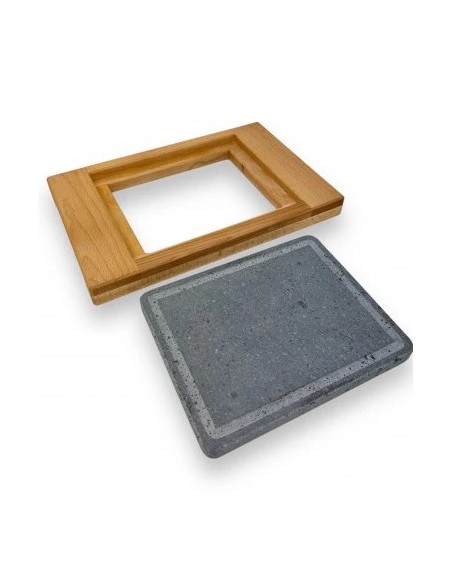 PIASTRE COTTURA PIETRA: vendita online PIASTRA PIETRA LAVICA 20 X 25 CM SUPPORTO LEGNO DI FAGGIO MASSELLO 40 X 29 X 3,5 CM in...