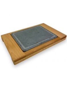 PIASTRE COTTURA PIETRA: vendita online PIASTRA PIETRA LAVICA 20 X 25 CM SUPPORTO LEGNO DI FAGGIO MASSELLO 40 X 29 X 3,5 CM in...