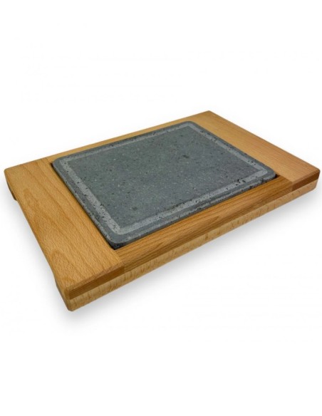 PIASTRE COTTURA PIETRA: vendita online PIASTRA PIETRA LAVICA 20 X 25 CM SUPPORTO LEGNO DI FAGGIO MASSELLO 40 X 29 X 3,5 CM in...