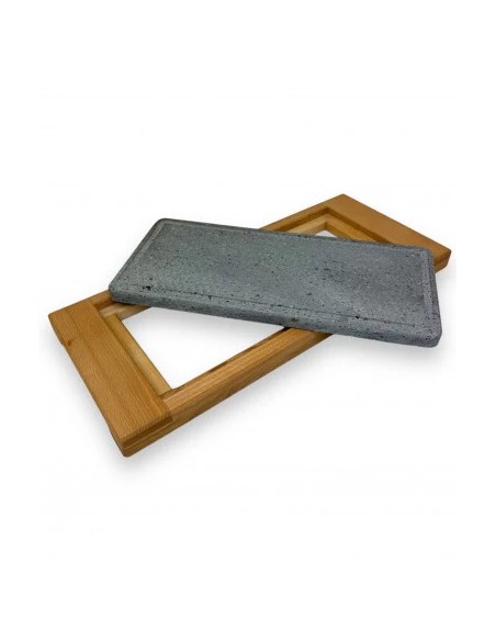 PIASTRE COTTURA PIETRA: vendita online PIASTRA PIETRA LAVICA 40 X 25 CM SUPPORTO IN LEGNO DI FAGGIO MASSELLO 57 X 29 X 3 CM i...