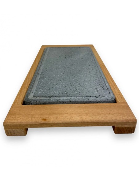 PIASTRE COTTURA PIETRA: vendita online PIASTRA PIETRA LAVICA 40 X 25 CM SUPPORTO IN LEGNO DI FAGGIO MASSELLO 57 X 29 X 3 CM i...