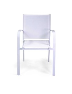 OUTLET: vendita online POLTRONA SULLIVAN BIANCA CM.61X56X84H ALLUMINIO IMPILABILE in offerta