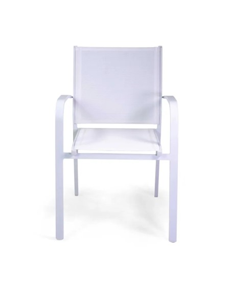 OUTLET: vendita online POLTRONA SULLIVAN BIANCA CM.61X56X84H ALLUMINIO IMPILABILE in offerta