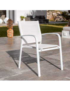 OUTLET: vendita online POLTRONA SULLIVAN BIANCA CM.61X56X84H ALLUMINIO IMPILABILE in offerta 2