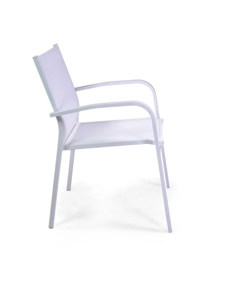 OUTLET: vendita online POLTRONA SULLIVAN BIANCA CM.61X56X84H ALLUMINIO IMPILABILE in offerta