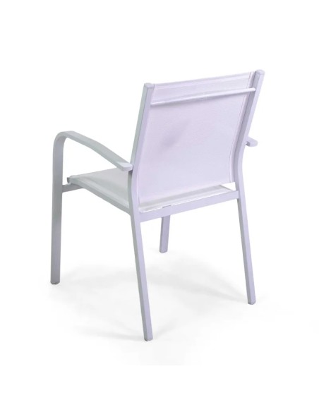 OUTLET: vendita online POLTRONA SULLIVAN BIANCA CM.61X56X84H ALLUMINIO IMPILABILE in offerta