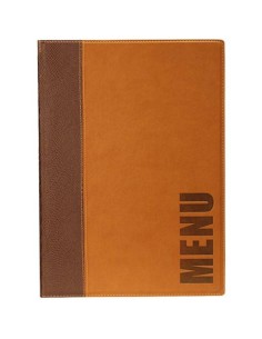 MENÃ: vendita online PORTAMENU TRENDY MARRONE CHIARO SECURIT A4 34 X 24,6 CM IN SIMILPELLE in offerta
