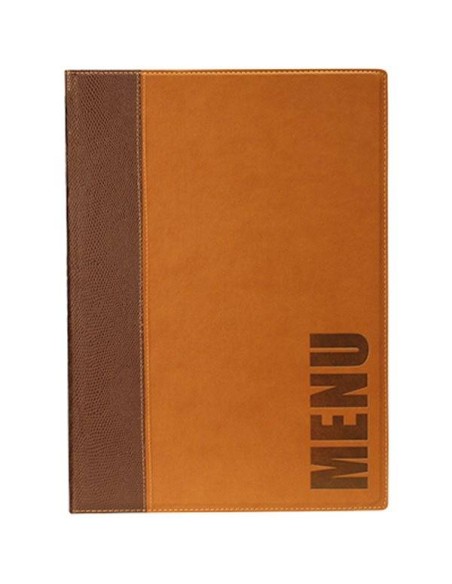 MENÃ: vendita online PORTAMENU TRENDY MARRONE CHIARO SECURIT A4 34 X 24,6 CM IN SIMILPELLE in offerta