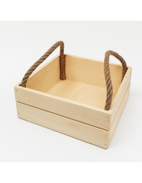 CESTINI PANE: vendita online CASSETTA PANE CON CORDE 18 X 18 X ALTEZZA 7 CM IN LEGNO DI PIOPPO in offerta