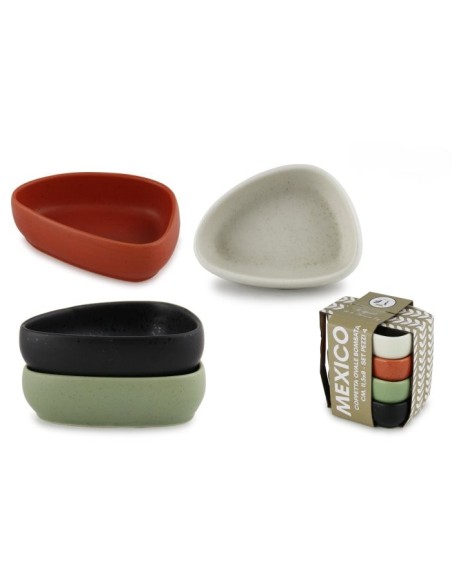 INSALATIERE-CIOTOLE-COPPETTE: vendita online COPPETTA OVALE BOMBATA MEXICO CONF. 4 CM.11,5X8H COLORI ASSORTITI in offerta