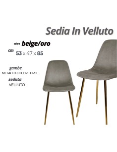 SEDIA VELLUTO BEIGE/ORO CM.53X47X85H