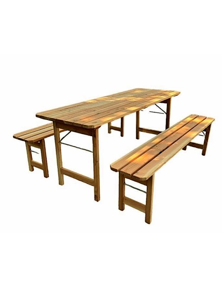 SET BIRRERIA CM.70X200 LEGNO MASSELLO DI DOUGLAS PANCA CM.32X200