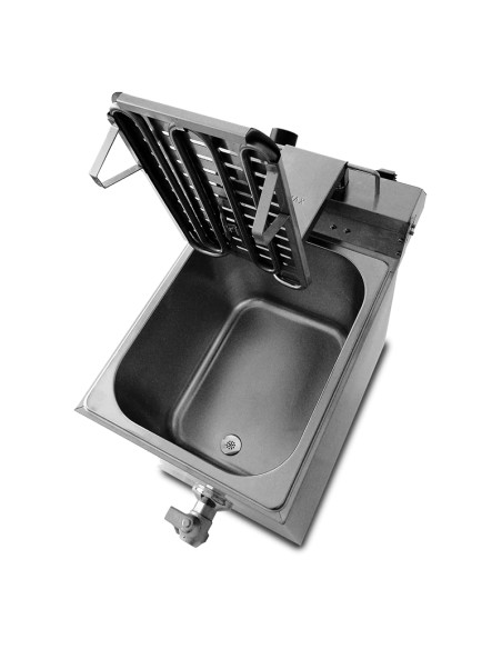 FRIGGITRICI: vendita online FRIGGITRICE RS622 HORECATECH 8 LITRI CON RUBINETTO 3300W 28 X 49 X ALTEZZA 38,5 CM in offerta