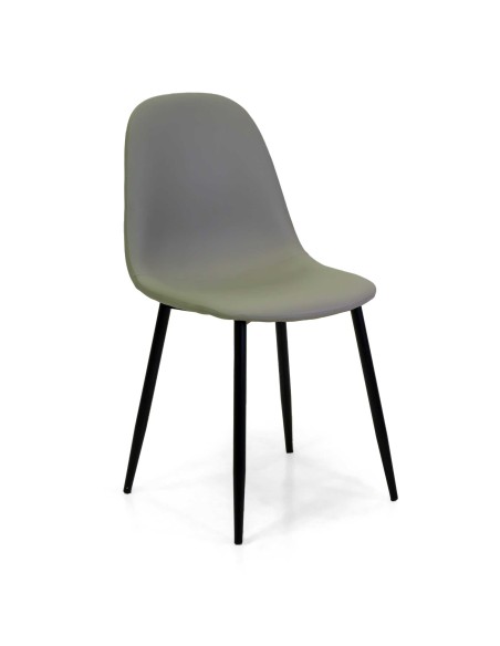 JACKY SEDIA ECOPELLE H.48CM GRIGIO TORTORA STRUTTURA NERO