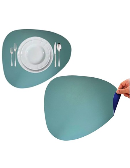 TOVAGLIETTA OVALE CM.45X37 SIMILPELLE BLU/TIFFANY