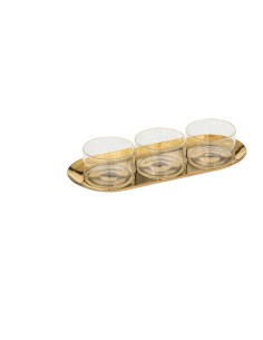 SET APERITIVO 3 CIOTOLE VETRO CON VASSOIO METALLO 196503 su Popolo ...
