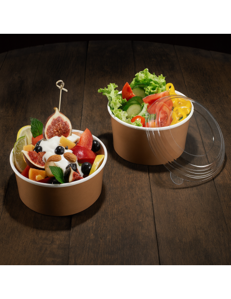 CONTENITORI PER ASPORTO: vendita online SET 24 INSALATIERE TAKE AWAY 1000 ML Ø 15 ALTEZZA 7,5 CM IN CARTA HAVANA LEONE in off...