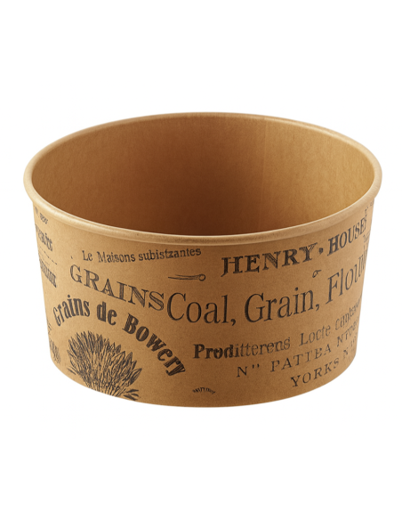 CONTENITORI PER ASPORTO: vendita online SET 24 INSALATIERE TAKE AWAY VINTAGE 1000 ML Ø 15 ALTEZZA 7,5 CM IN CARTA HAVANA LEON...