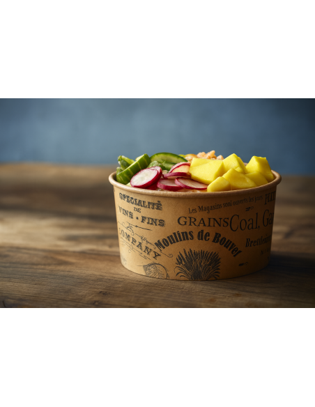 CONTENITORI PER ASPORTO: vendita online SET 24 INSALATIERE TAKE AWAY VINTAGE 1000 ML Ø 15 ALTEZZA 7,5 CM IN CARTA HAVANA LEON...