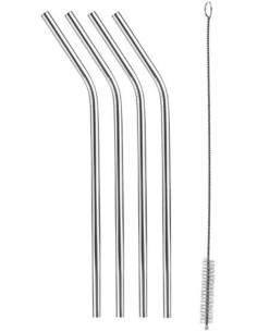 SET 4 CANNUCCE CON SPAZZOLINO ACCIAIO INOX 308866