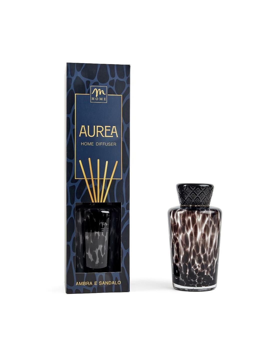 PROFUMATORI: vendita online DIFFUSORE AMBRA E SANDALO 2 LITRI CON VASO IN VETRO E BACCHETTE MERCURY in offerta