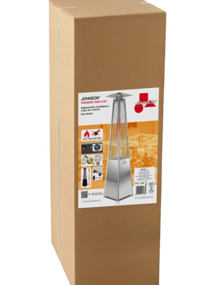 STUFE E RISCALDATORI: vendita online STUFA A PIRAMIDE GAS GPL ALTEZZA 220 CM DA ESTERNO IN ACCIAIO INOX JOHNSON in offerta