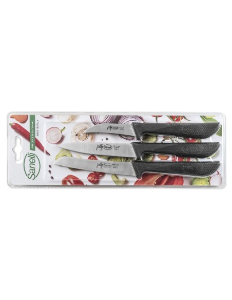 JOLLY: vendita online BLISTER 3 COLTELLI CUCINA JOLLY SPELUCCHINO - POMODORO - VERDURA 10 CM SANELLI in offerta