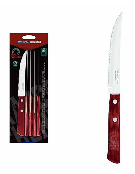 CF.6 COLTELLI BISTECCA CM.11,4 MANCIO POLYWOOD ROSSO