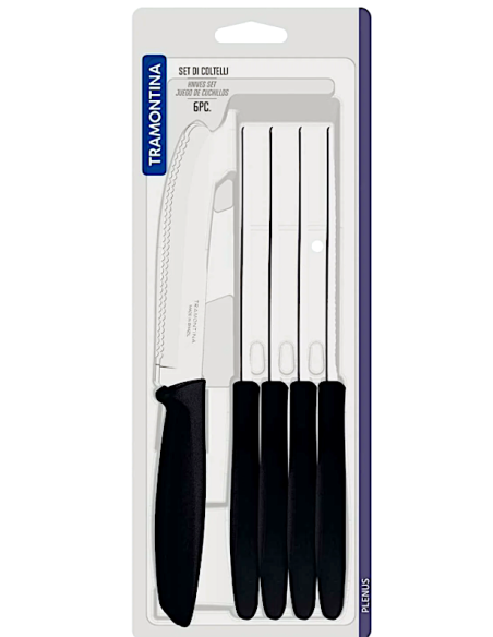 COLTELLERIA: vendita online COLTELLO TAVOLA PLEANUS 11,4 CM MANICO NERO SET 6 PEZZI TRAMONTINA in offerta
