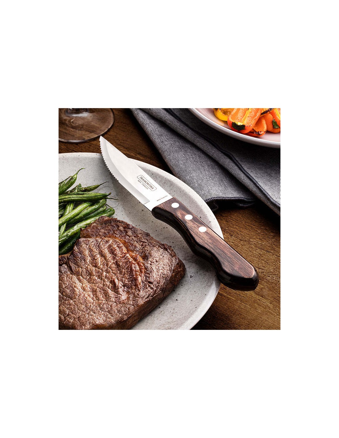 COLTELLERIA: vendita online COLTELLO BISTECCA CHURRASCO 13 CM MANICO POLYWOOD INTARSIATO TRAMONTINA in offerta