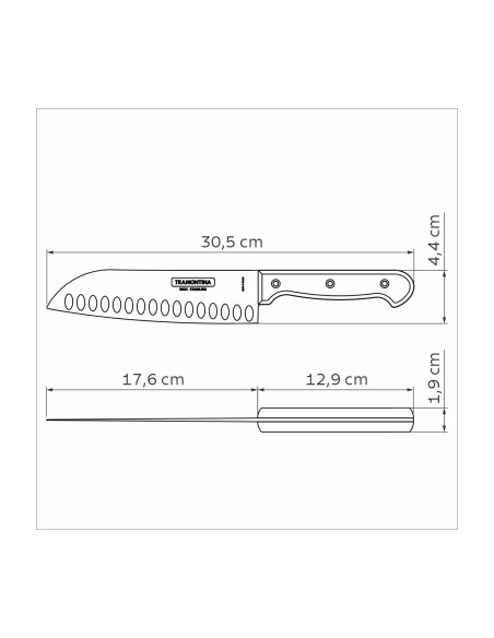 COLTELLERIA: vendita online COLTELLO SANTOKU 17,6 CM MANICO POLYWOOD MARRONE TRAMONTINA in offerta