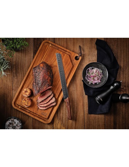 COLTELLERIA: vendita online COLTELLO AFFETTARE ALVEOLATO CHURRASCO BLACK 24 CM MANICO IN LEGNO TRAMONTINA in offerta